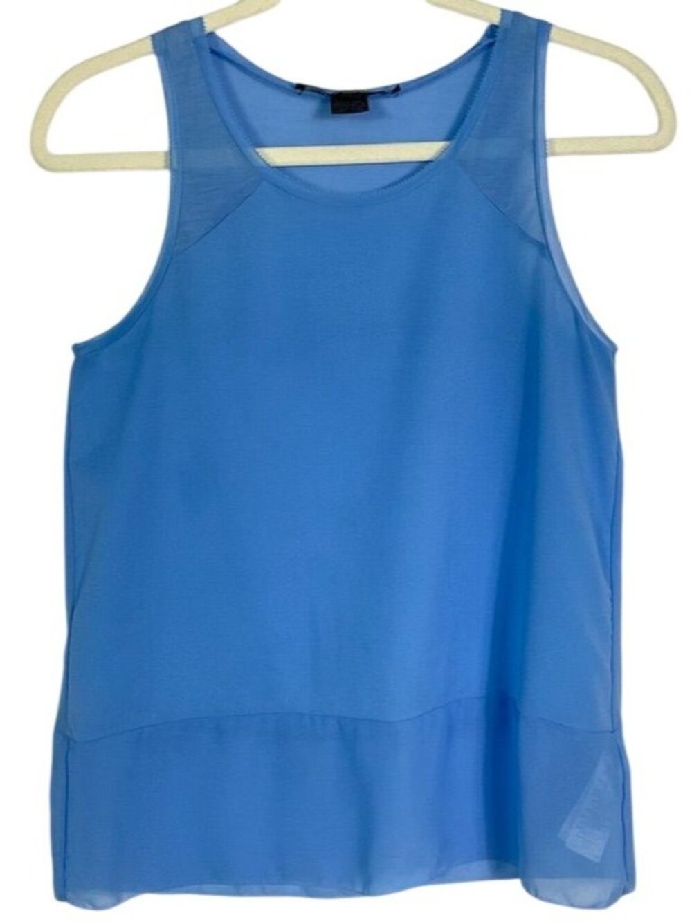 French Connection Light Blue Mixed Media Sheer Mesh Layered Tank Top XS